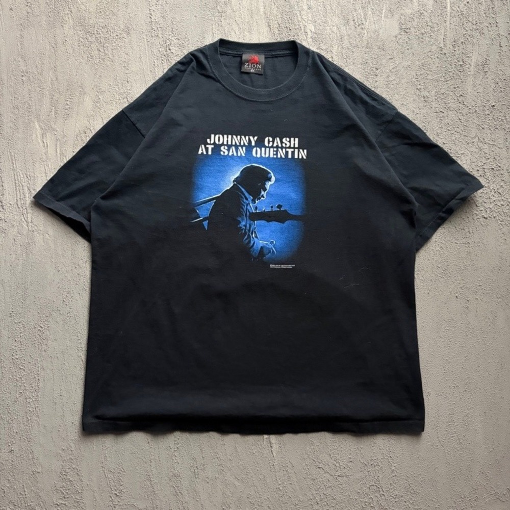 Vintage Johnny Cash T Shirt 2XL Black 2000s San Quentin